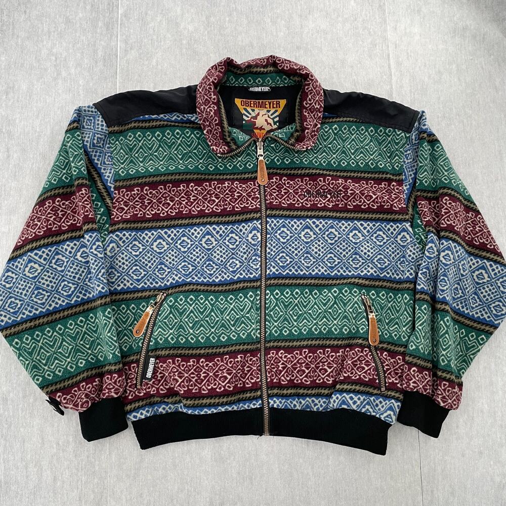 VINTAGE Obermeyer Jacket Adult Small Colorful Bomber Arrowhead Full Zip Mens S